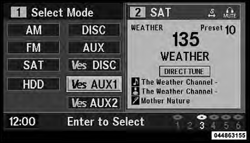 Select VES AUX1 Mode On The VES Screen