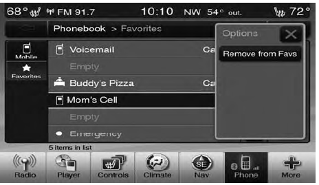 • The Options pop-up will display, touch “Remove from