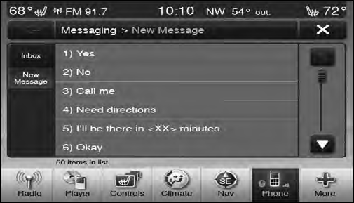 List of Preset Messages: