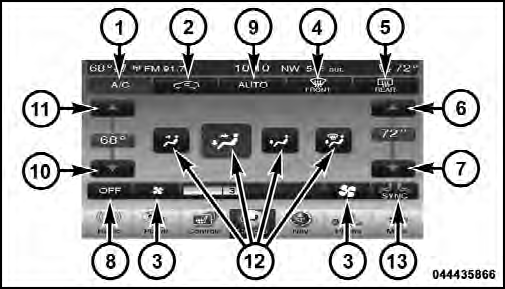 Uconnect Touch™ System 8.4 Automatic Temperature Controls — Soft-keys