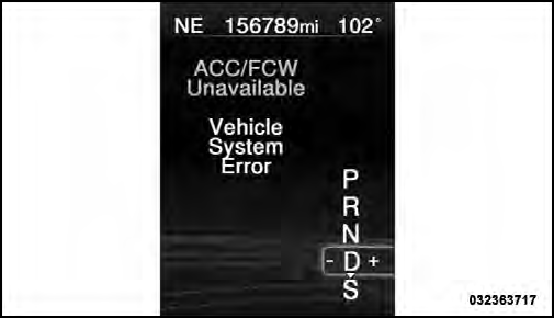 ACC/FCW Unavailable, Vehicle System Error Warning